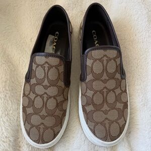 Coach Brown logo print Slip on Sneakers
